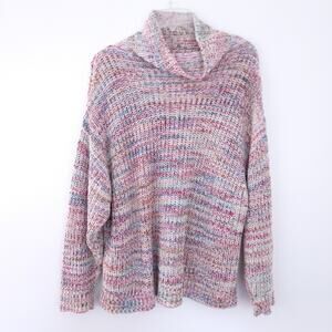 Peruvian Connection Pullover Sweater Large, Cotton, Chunky Rib Knit, Multicolor